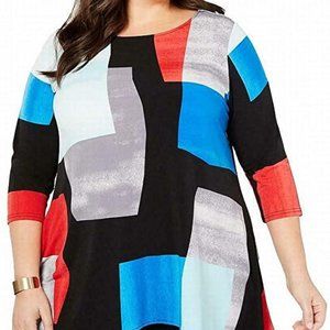 Alfani Womens Plus Asymmetric Business Tunic Top